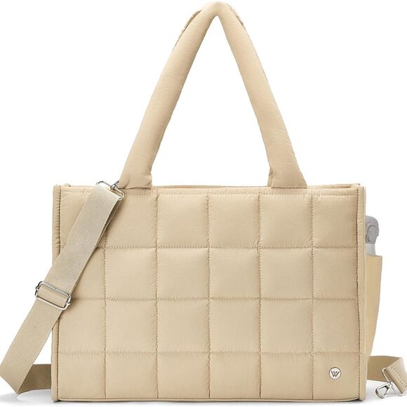 Khaki Nylon Crossbody Tote Bag - Spacious, Versatile & Stylish for Women - Picture 1 of 6